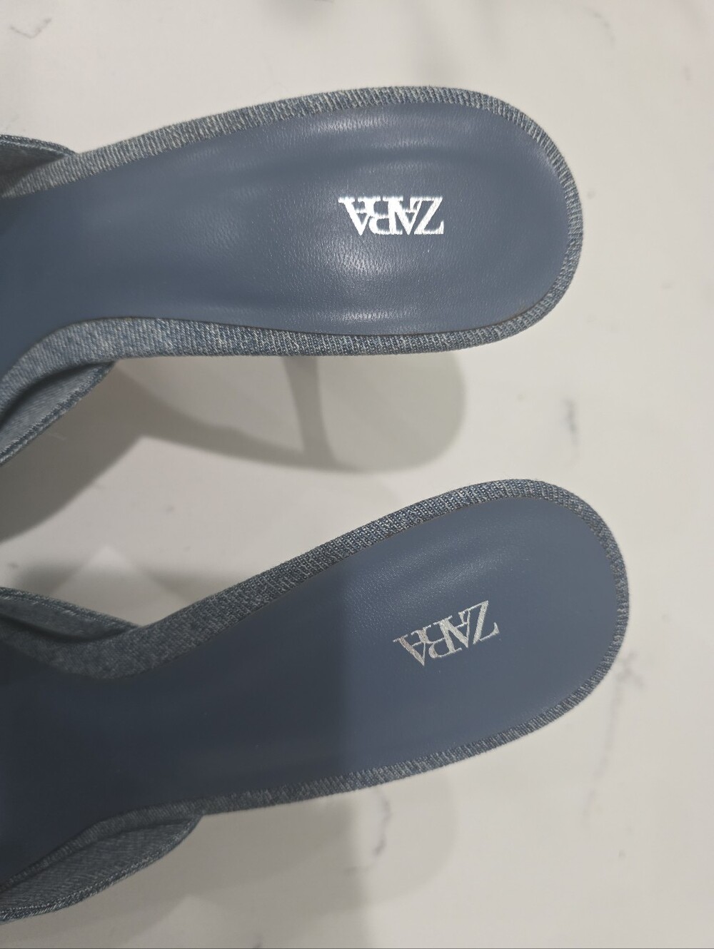 ZARA Blue Denim Heels Slide Sandals U.S. Size 11/42 Euro. NWOT. - Picture 4 of 8